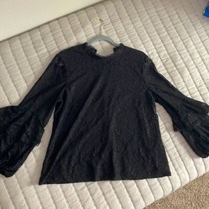“It’s giving Morticia Addams” Black Lace Top (L)